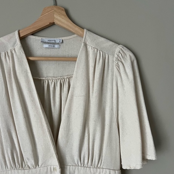 NWOT {Reserved} Beige Linen Blend Short Dress - Picture 4 of 5